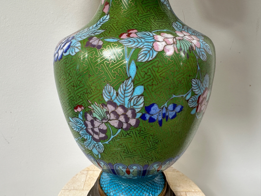 Just Added - Vintage Chinese Cloisonne Vase Table Lamp 30H [Photo 5]