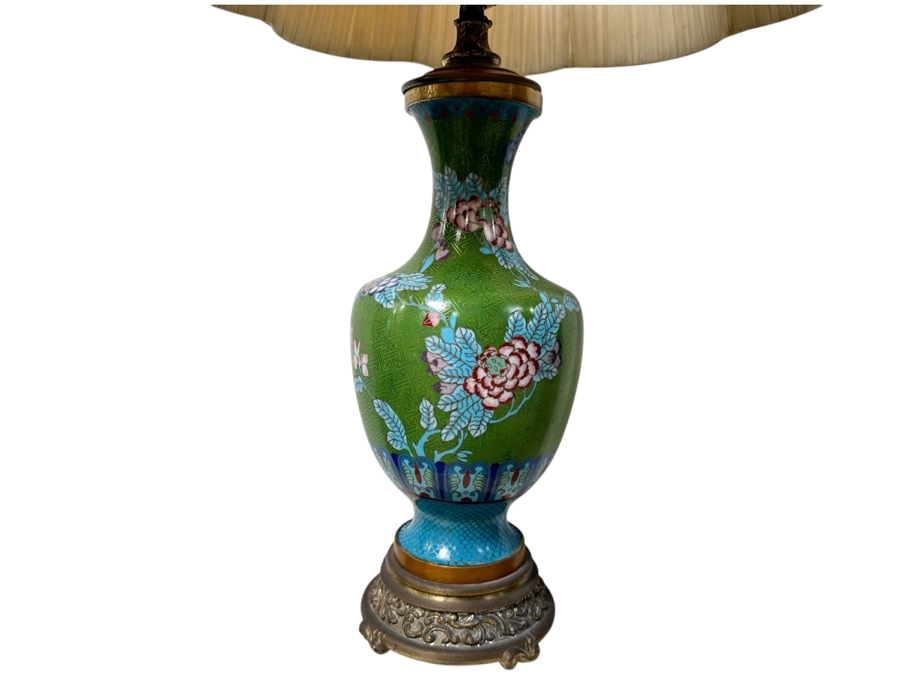 Just Added - Vintage Chinese Cloisonne Vase Table Lamp 30H