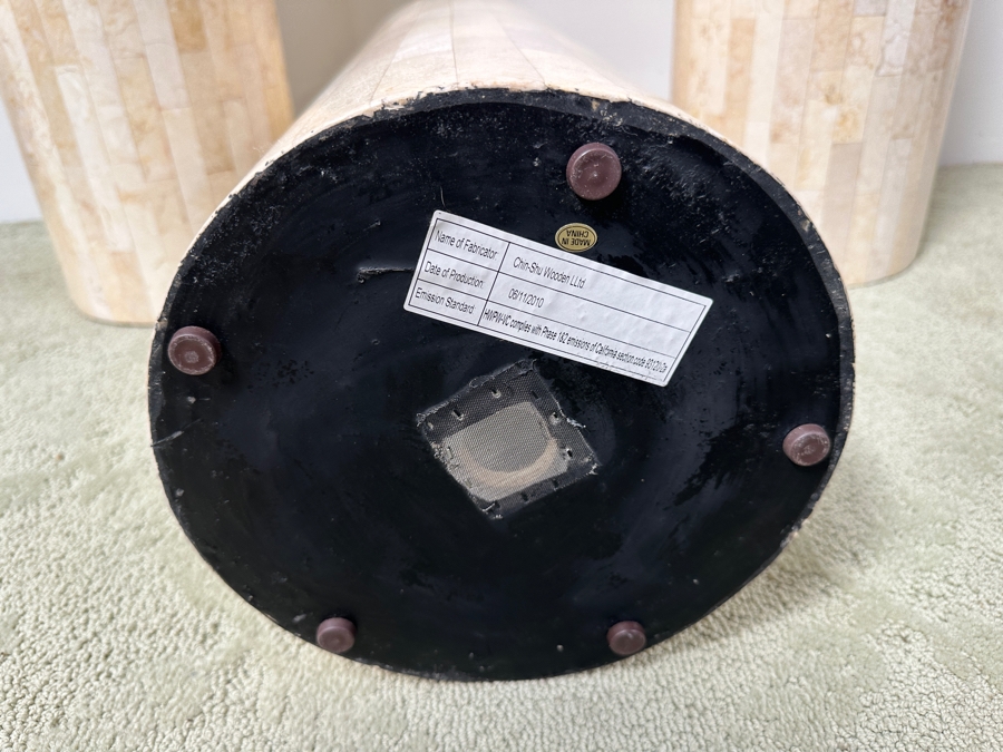 Just Added - (3) Tessellated Stone Pedestals Side Tables 10W X 24H [Photo 6]