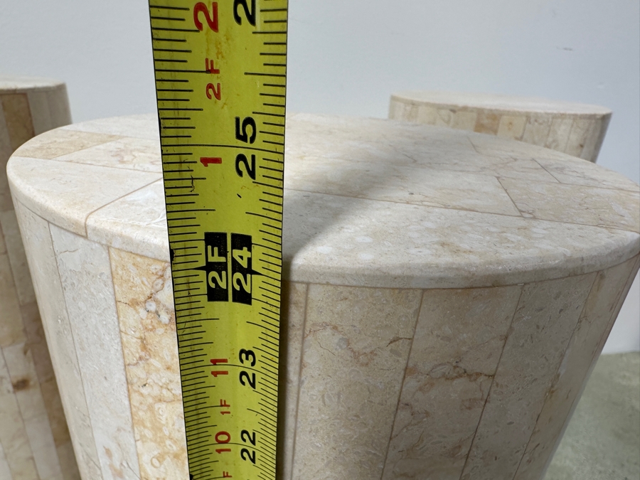 Just Added - (3) Tessellated Stone Pedestals Side Tables 10W X 24H [Photo 7]