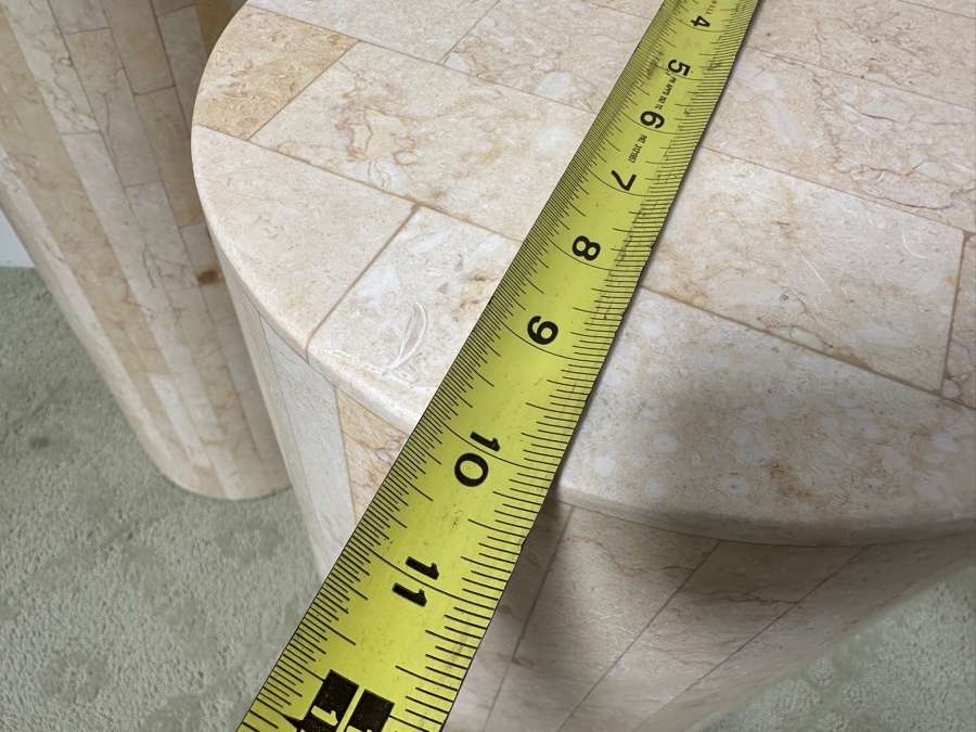 Just Added - (3) Tessellated Stone Pedestals Side Tables 10W X 24H [Photo 8]