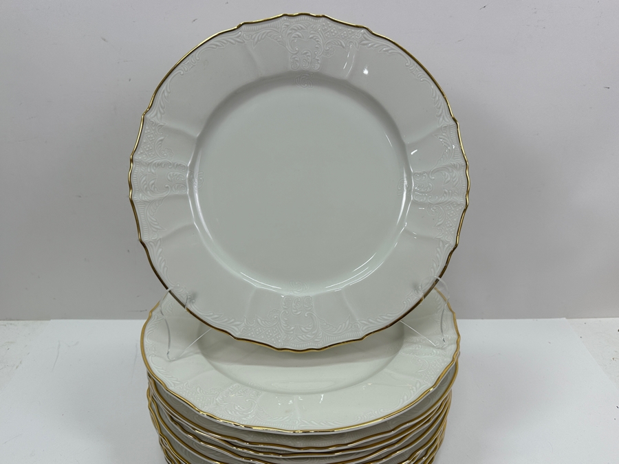Just Added - (11) Fine Bohemian Porcelain 12' Plates Formalities By Baum Bros. Bernadotte Ivory Made In Czech Republic [Photo 2]