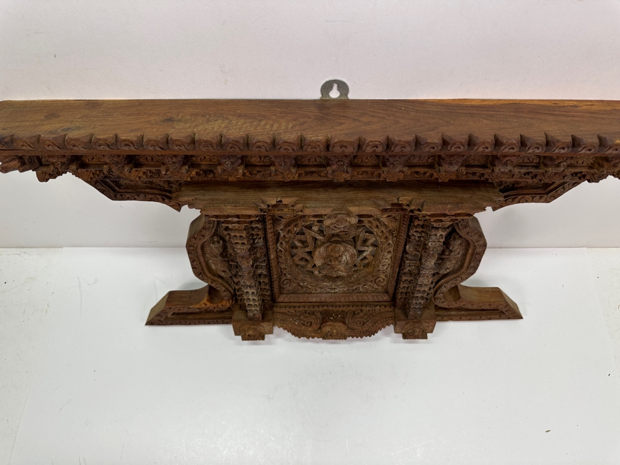 Just Added - Vintage Nepalese Hand Carved Wooden Newari Buddha Window 22.5W X 3D X 12H [Photo 8]