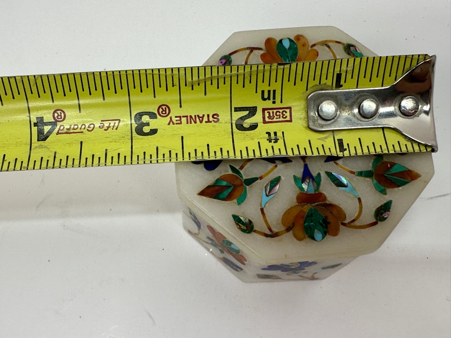 Just Added - Vintage Inlaid Stone Elephant Figurine 3H, Pair Of Covered Inlaid Stone Trinket Boxes And Inlaid Stone 6' Dish [Photo 17]