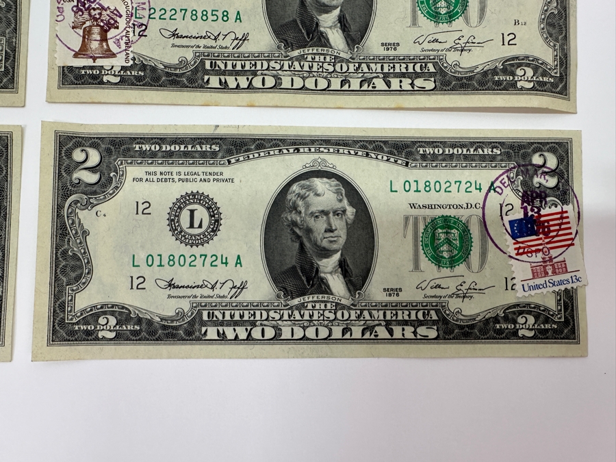 (6) 1976 $2 Two Dollar Bills Postmarked Del Mar CA [Photo 9]