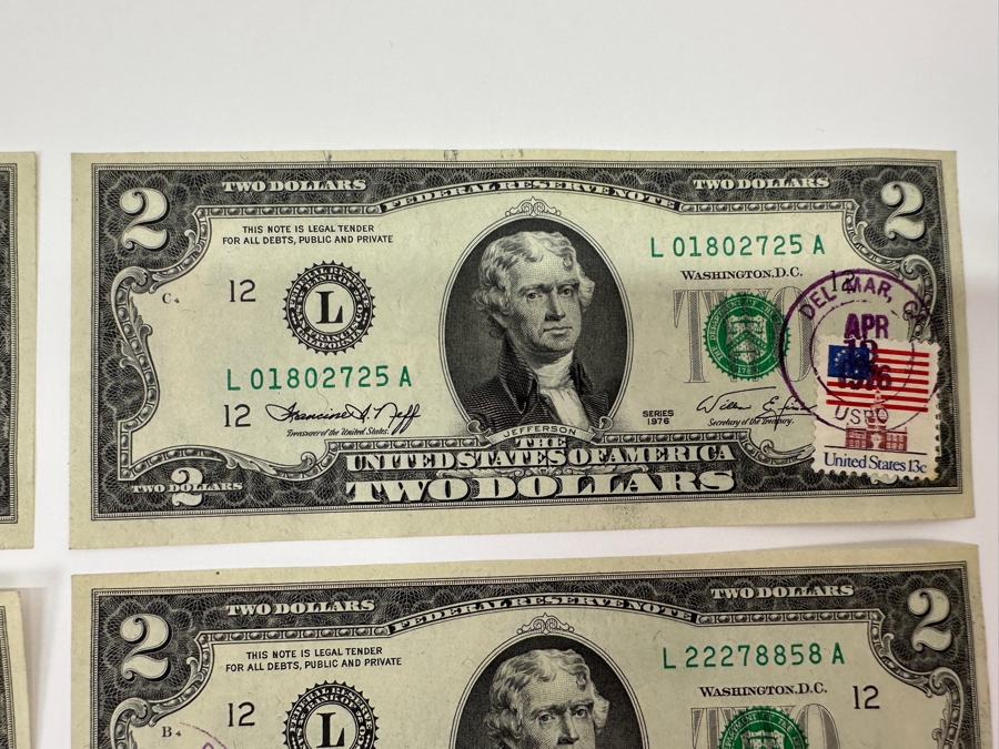 (6) 1976 $2 Two Dollar Bills Postmarked Del Mar CA [Photo 11]