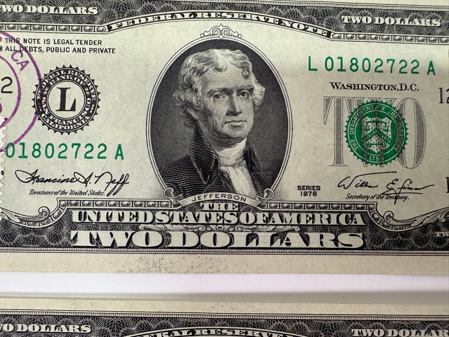 (6) 1976 $2 Two Dollar Bills Postmarked Del Mar CA [Photo 3]