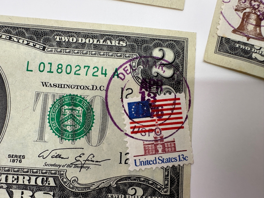 (6) 1976 $2 Two Dollar Bills Postmarked Del Mar CA [Photo 14]