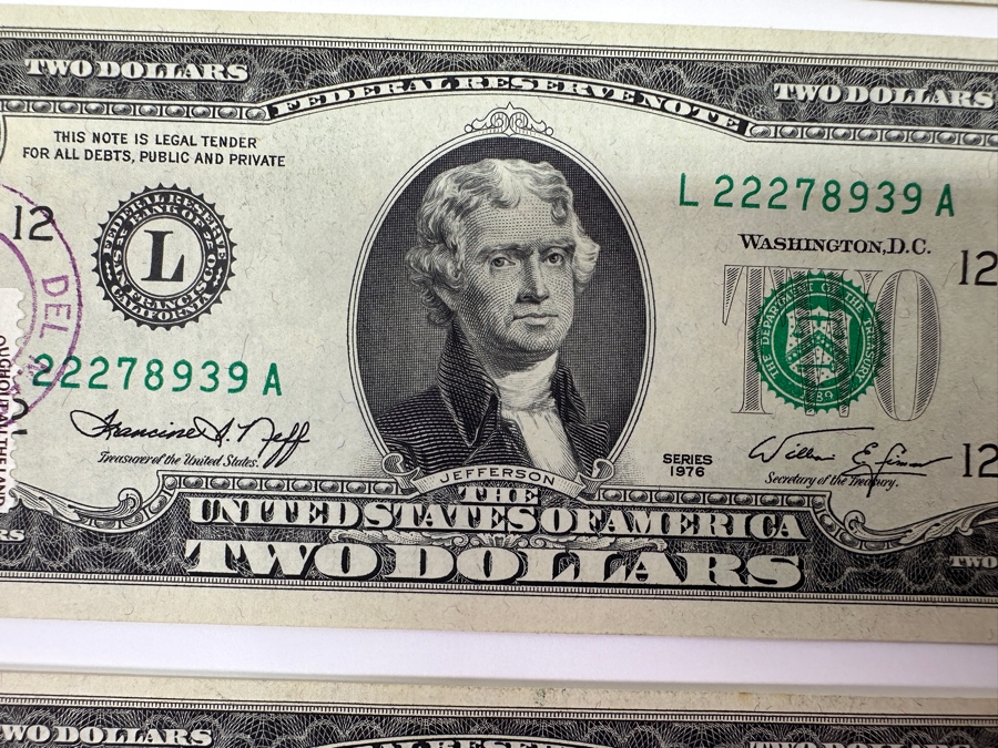(6) 1976 $2 Two Dollar Bills Postmarked Del Mar CA [Photo 6]