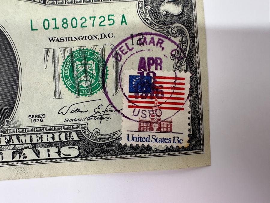 (6) 1976 $2 Two Dollar Bills Postmarked Del Mar CA [Photo 13]