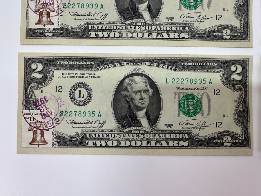 (6) 1976 $2 Two Dollar Bills Postmarked Del Mar CA [Photo 7]