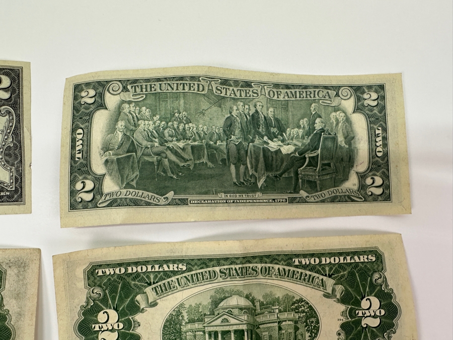 (5) $2 Two Dollar Bills: (3) 1976 Postmarked Del Mar CA, (1) 1928 Red Seal, (1) 1953 Red Seal & (1) 1963 $1 One Dollar Bill [Photo 16]