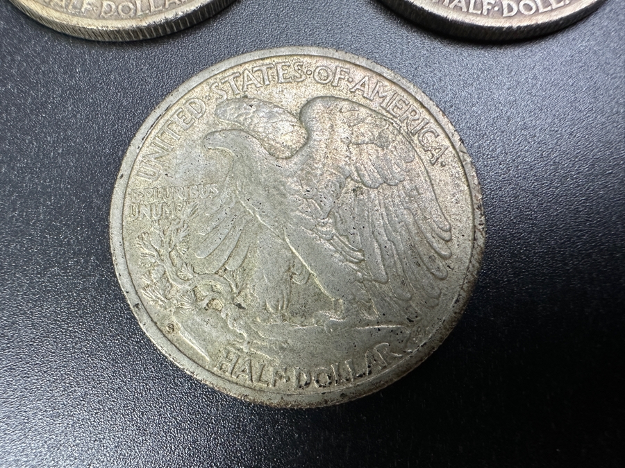 (3) Standing Walking Liberty Silver Half Dollars:  1941 D, 1942 & 1942 S [Photo 7]