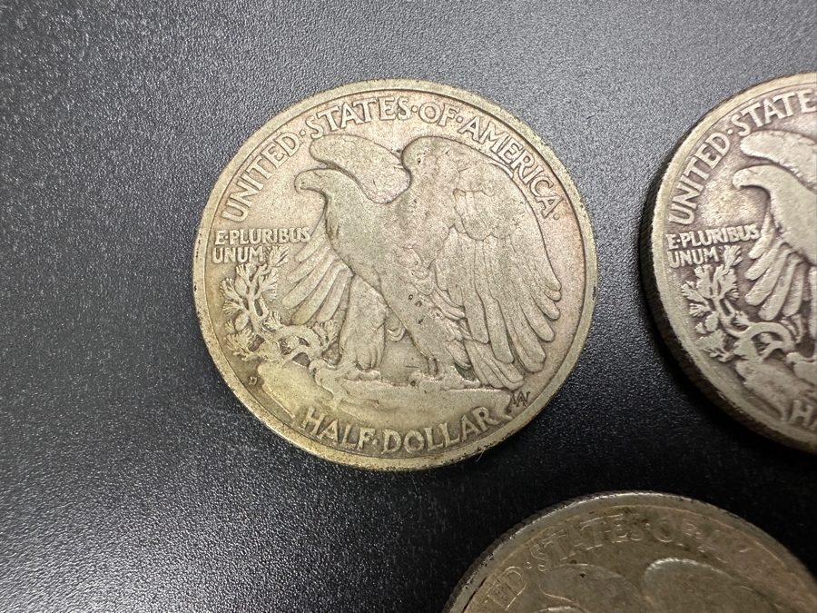 (3) Standing Walking Liberty Silver Half Dollars:  1941 D, 1942 & 1942 S [Photo 5]