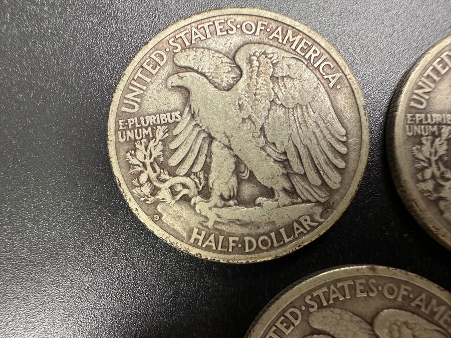 (3) Standing Walking Liberty Silver Half Dollars:  1942 D, 1943 & 1943 S [Photo 6]