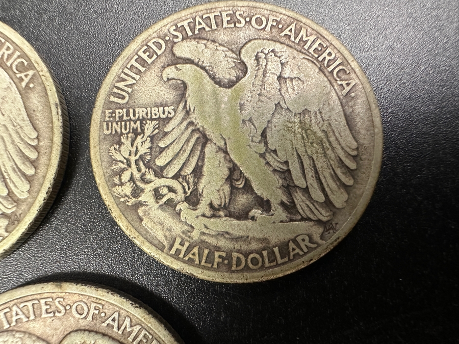 (3) Standing Walking Liberty Silver Half Dollars:  1942 D, 1943 & 1943 S [Photo 7]