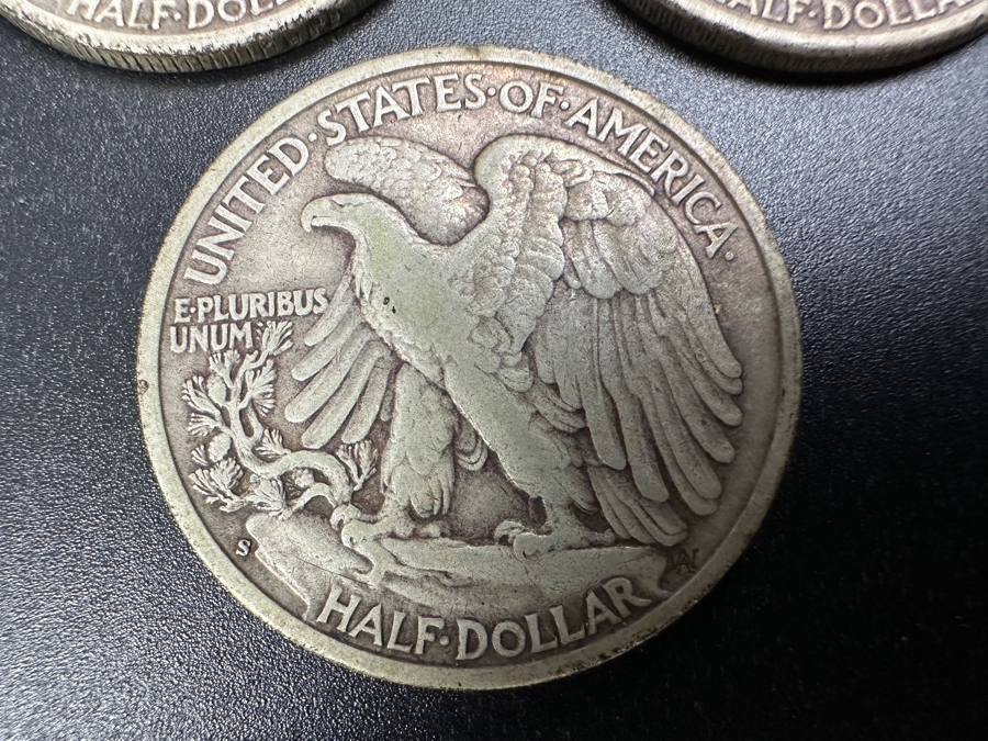 (3) Standing Walking Liberty Silver Half Dollars:  1942 D, 1943 & 1943 S [Photo 8]