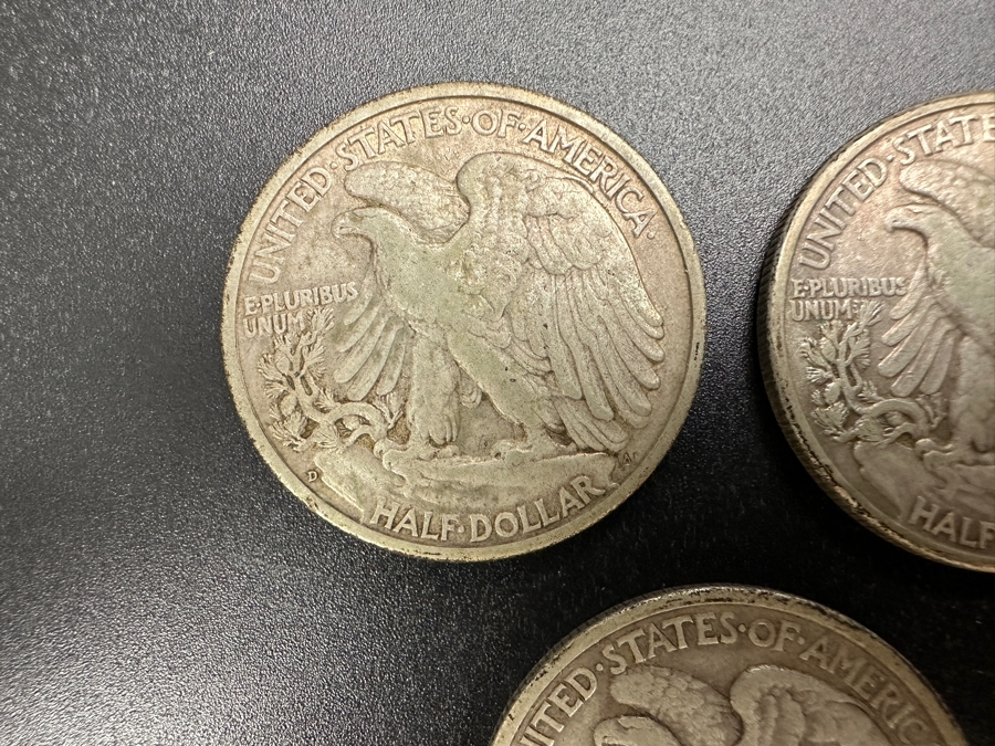 (3) Standing Walking Liberty Silver Half Dollars:  1943 D, 1944 & 1944 S [Photo 6]