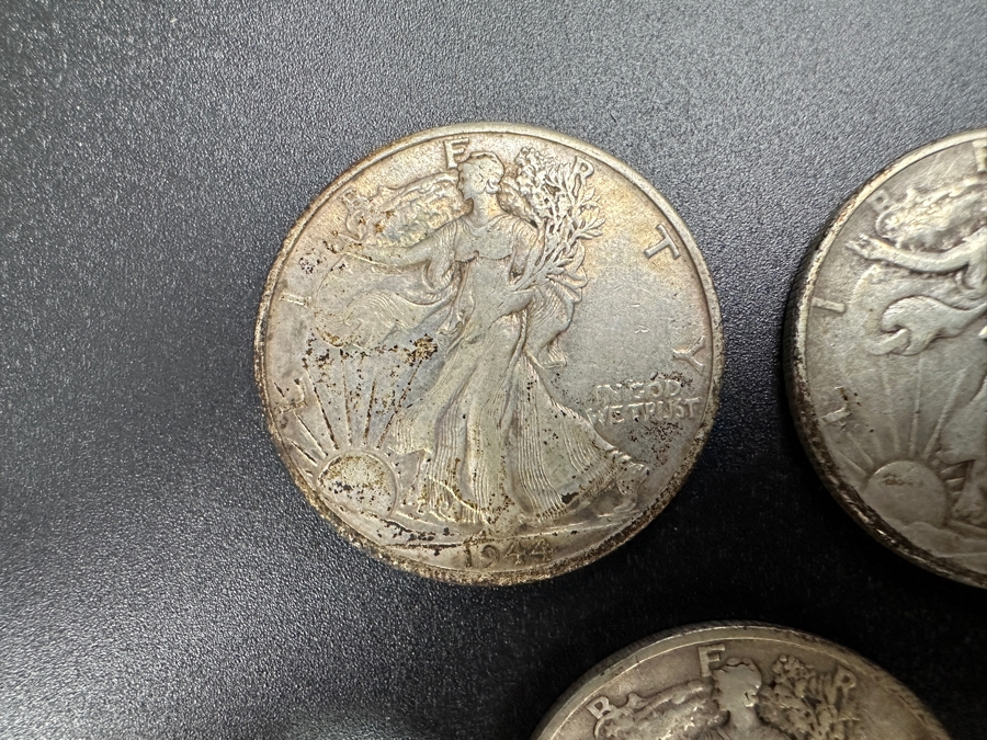(3) Standing Walking Liberty Silver Half Dollars:  1944 D, 1945 & 1945 S [Photo 2]