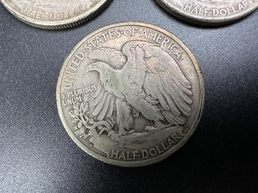 (3) Standing Walking Liberty Silver Half Dollars:  1944 D, 1945 & 1945 S [Photo 8]