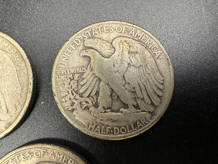 (3) Standing Walking Liberty Silver Half Dollars:  1944 D, 1945 & 1945 S [Photo 7]