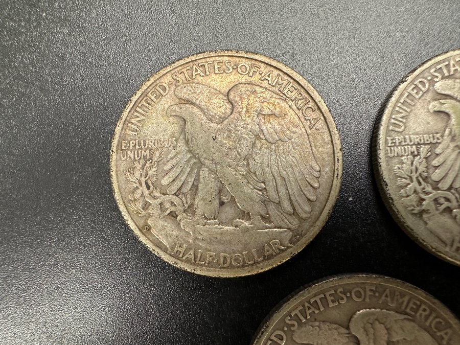 (3) Standing Walking Liberty Silver Half Dollars:  1944 D, 1945 & 1945 S [Photo 6]