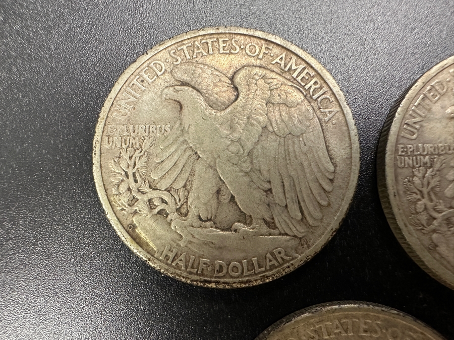 (3) Standing Walking Liberty Silver Half Dollars:  1945 D, 1946 S & 1946 D [Photo 6]