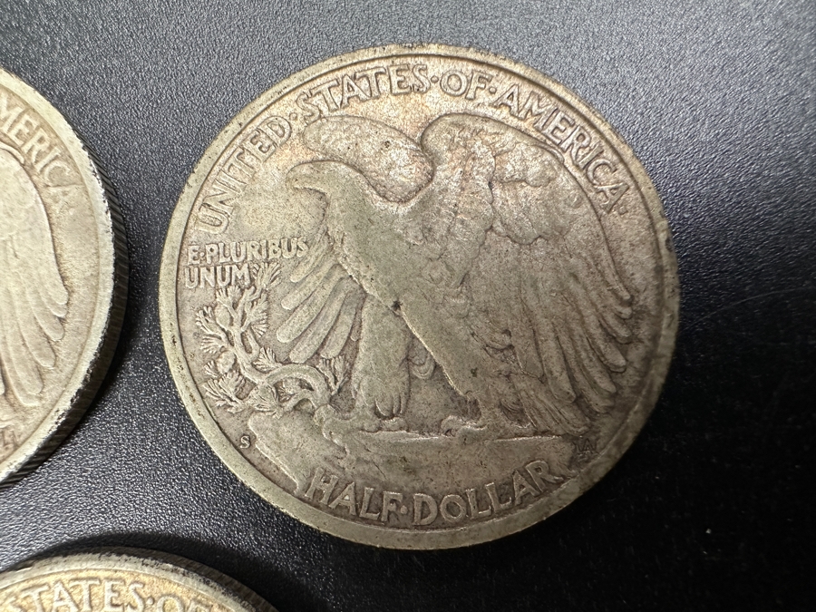 (3) Standing Walking Liberty Silver Half Dollars:  1945 D, 1946 S & 1946 D [Photo 7]