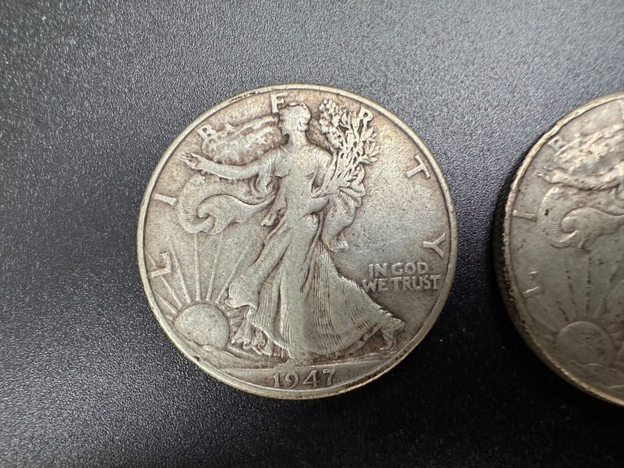 (2) Standing Walking Liberty Silver Half Dollars:  1947 & 1947 D [Photo 2]