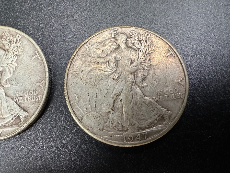 (2) Standing Walking Liberty Silver Half Dollars:  1947 & 1947 D [Photo 3]