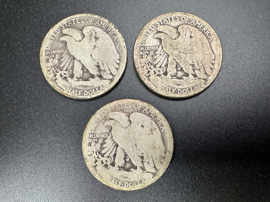 (3) Standing Walking Liberty Silver Half Dollars:  1917, 1917 S & 1918 [Photo 5]