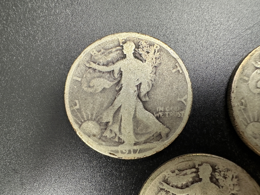 (3) Standing Walking Liberty Silver Half Dollars:  1917, 1917 S & 1918 [Photo 2]