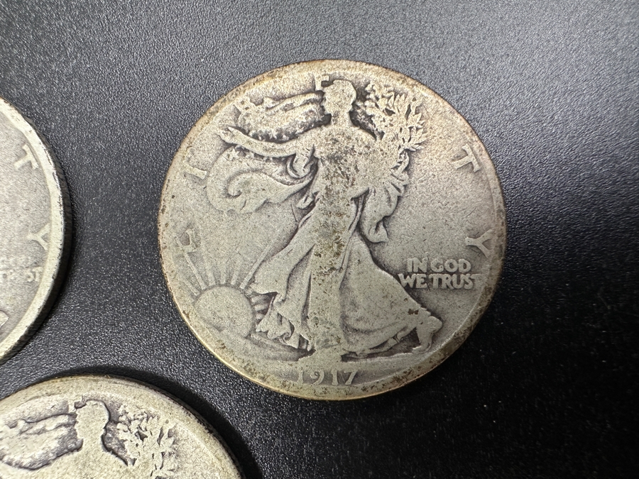 (3) Standing Walking Liberty Silver Half Dollars:  1917, 1917 S & 1918 [Photo 3]