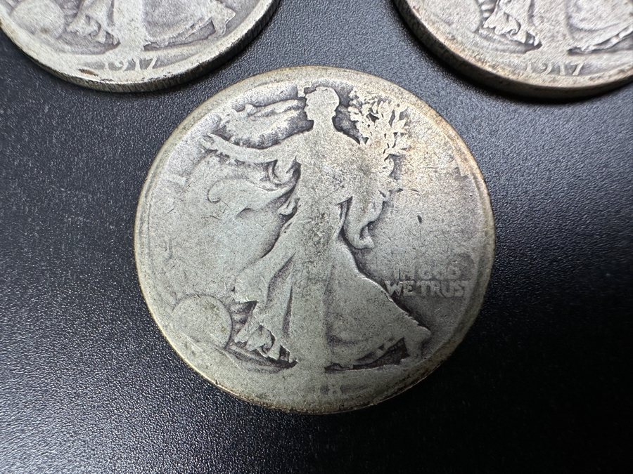 (3) Standing Walking Liberty Silver Half Dollars:  1917, 1917 S & 1918 [Photo 4]