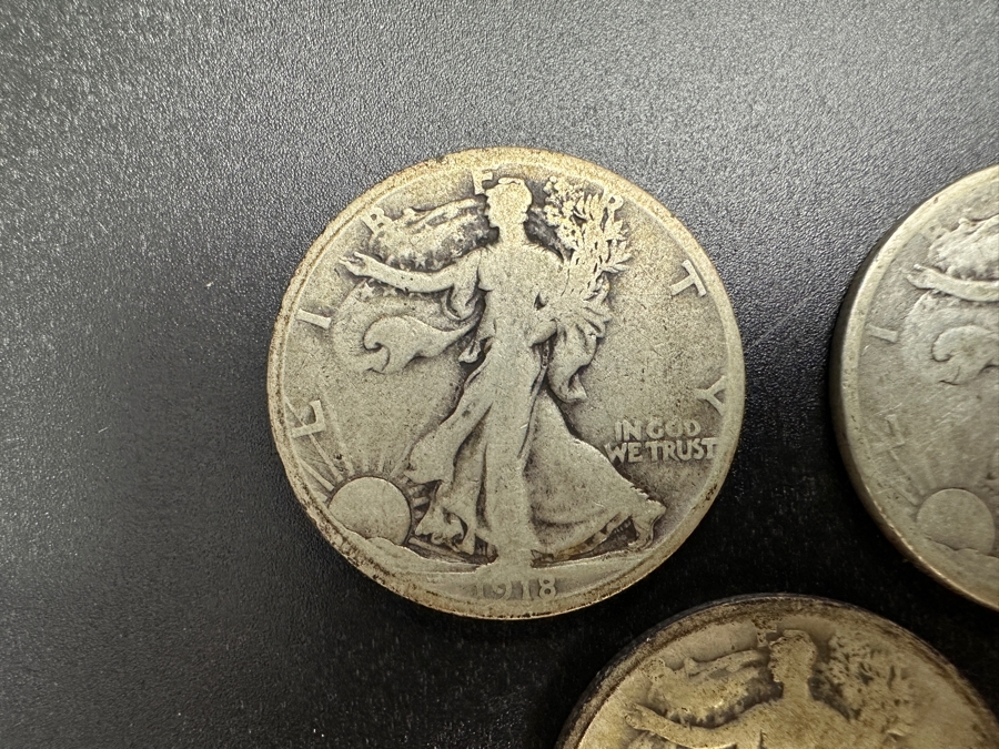 (3) Standing Walking Liberty Silver Half Dollars:  1918 S, 1918 D & 1920 [Photo 2]