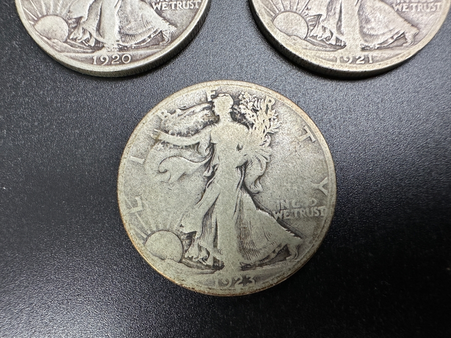 (3) Standing Walking Liberty Silver Half Dollars:  1920 S, 1921 S & 1923 S [Photo 4]
