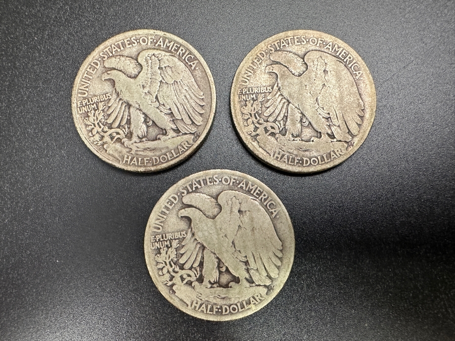 (3) Standing Walking Liberty Silver Half Dollars:  1920 S, 1921 S & 1923 S [Photo 5]