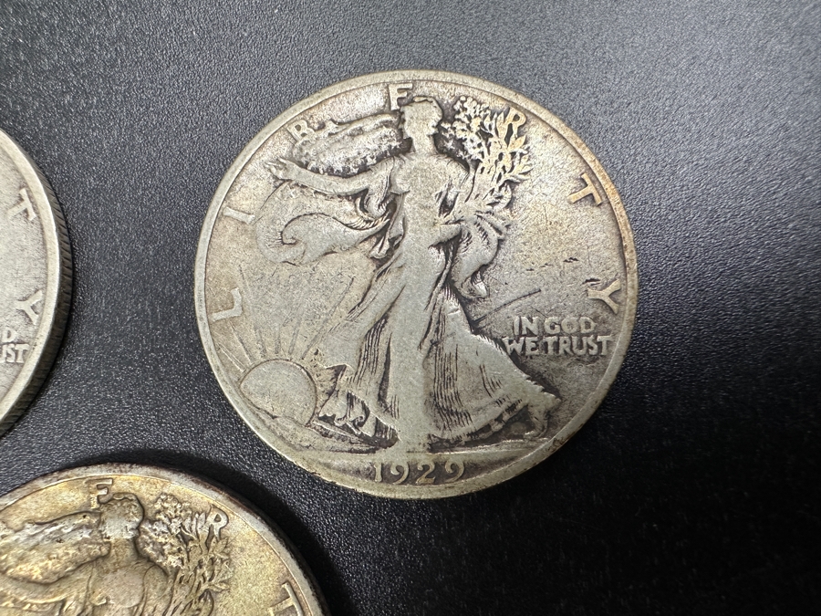 (3) Standing Walking Liberty Silver Half Dollars:  1927 S, 1929 S & 1933 S [Photo 3]