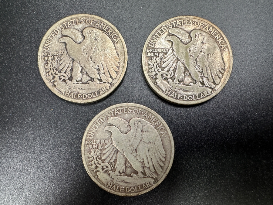 (3) Standing Walking Liberty Silver Half Dollars:  1927 S, 1929 S & 1933 S [Photo 5]