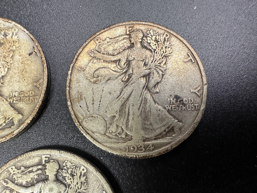 (3) Standing Walking Liberty Silver Half Dollars:  1934, 1934 S & 1934 D [Photo 3]