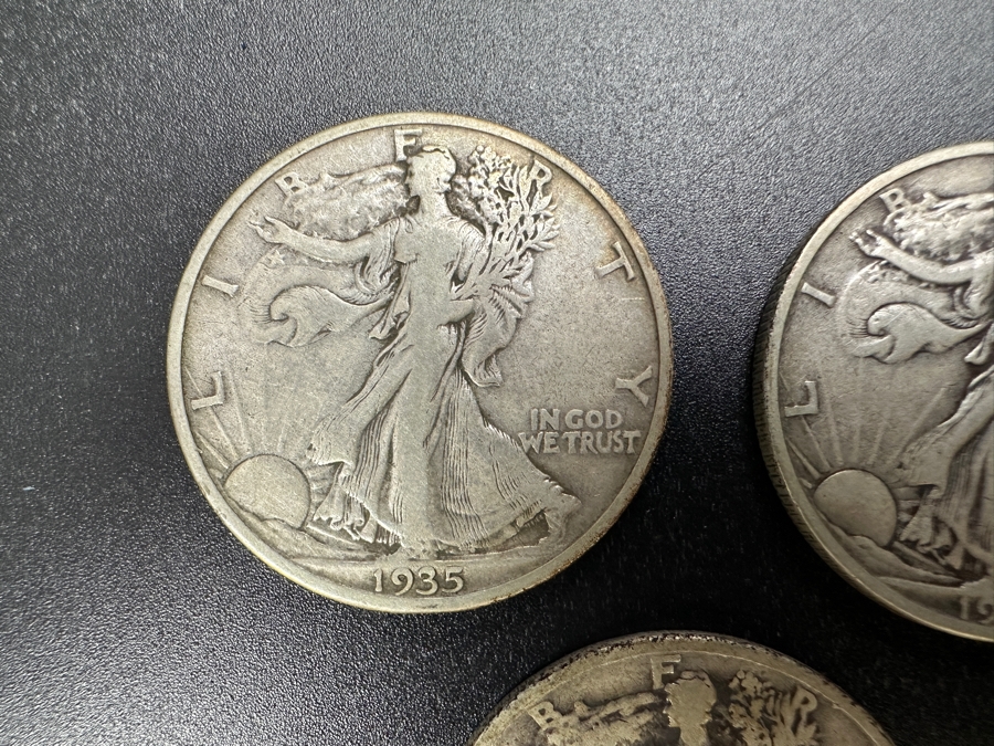 (3) Standing Walking Liberty Silver Half Dollars:  1935, 1935 S & 1935 D [Photo 2]