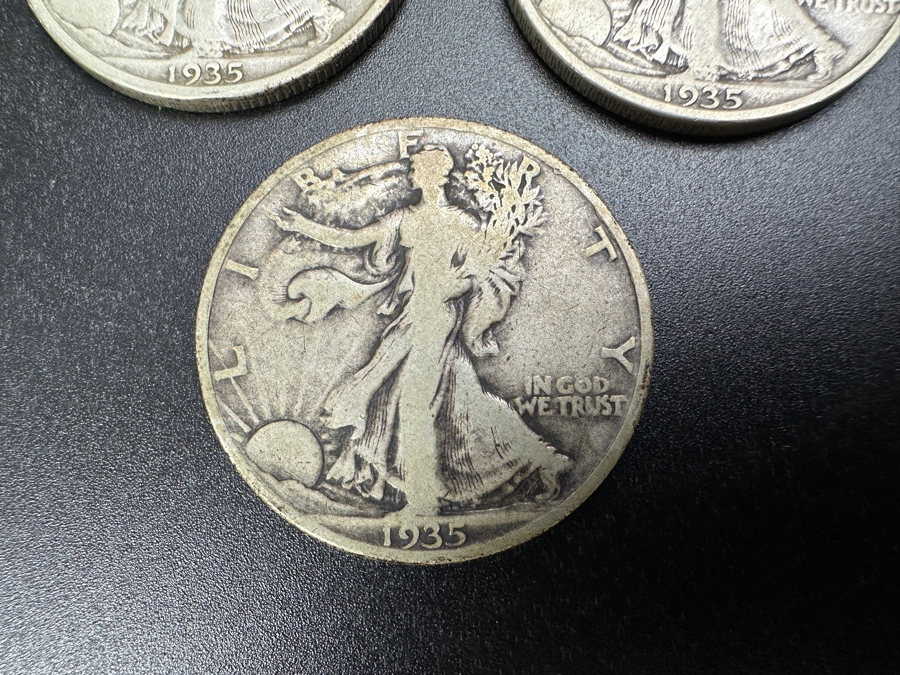 (3) Standing Walking Liberty Silver Half Dollars:  1935, 1935 S & 1935 D [Photo 4]