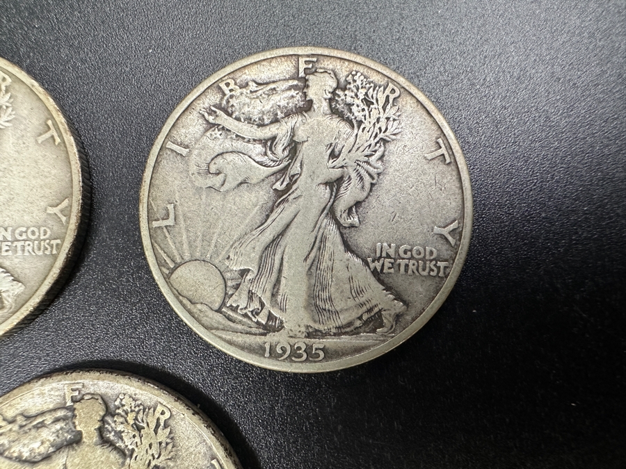 (3) Standing Walking Liberty Silver Half Dollars:  1935, 1935 S & 1935 D [Photo 3]