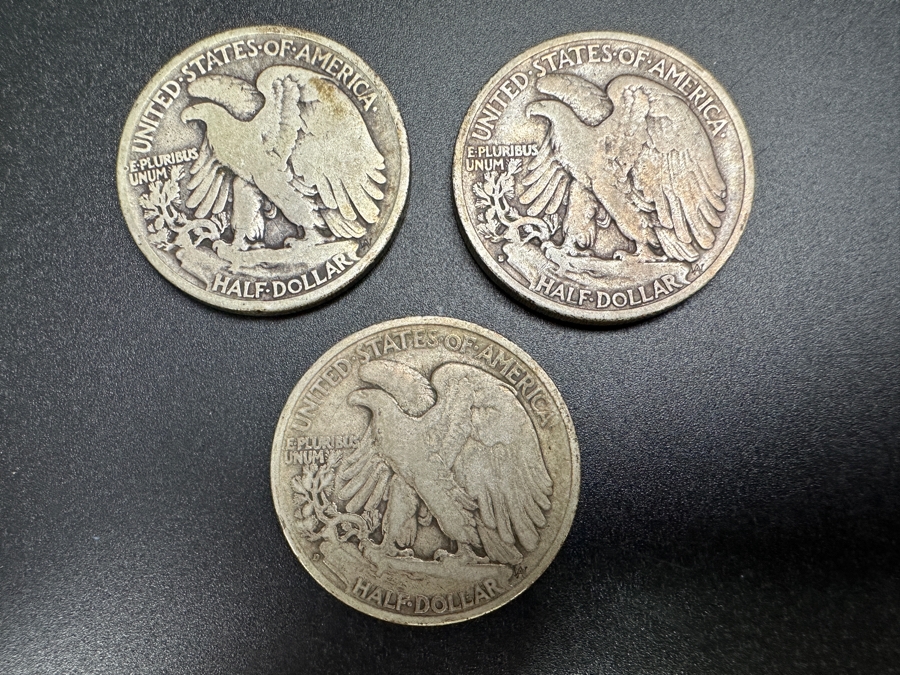 (3) Standing Walking Liberty Silver Half Dollars:  1936, 1936 S & 1936 D [Photo 5]