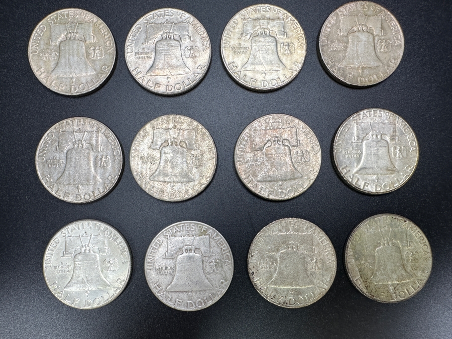 (12) Franklin Silver Half Dollars [Photo 8]