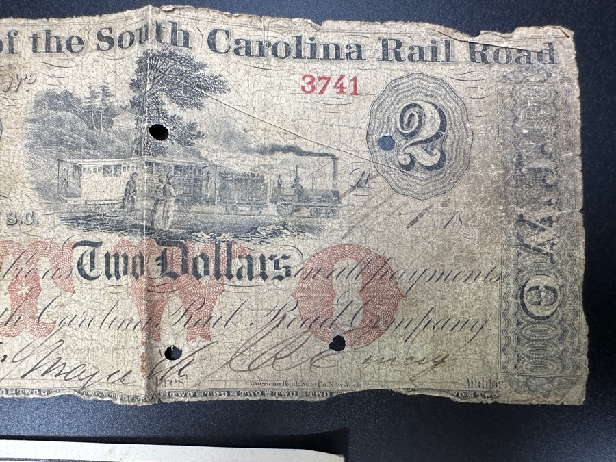 Very Rare South Carolina Railroad Script Printed By The American Bank Note Company Two Dollars $2 [Photo 4]