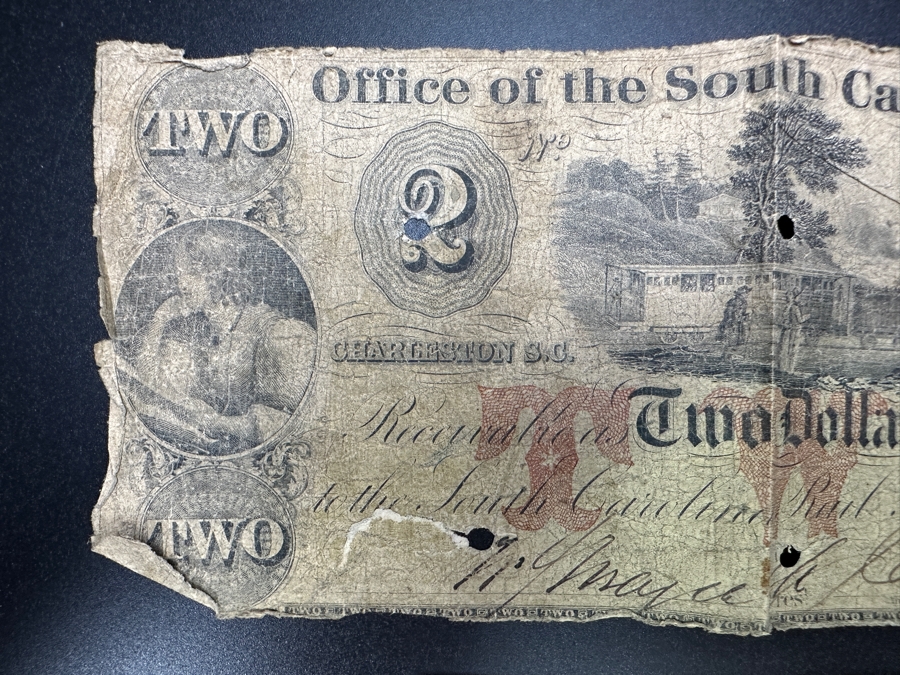 Very Rare South Carolina Railroad Script Printed By The American Bank Note Company Two Dollars $2 [Photo 2]