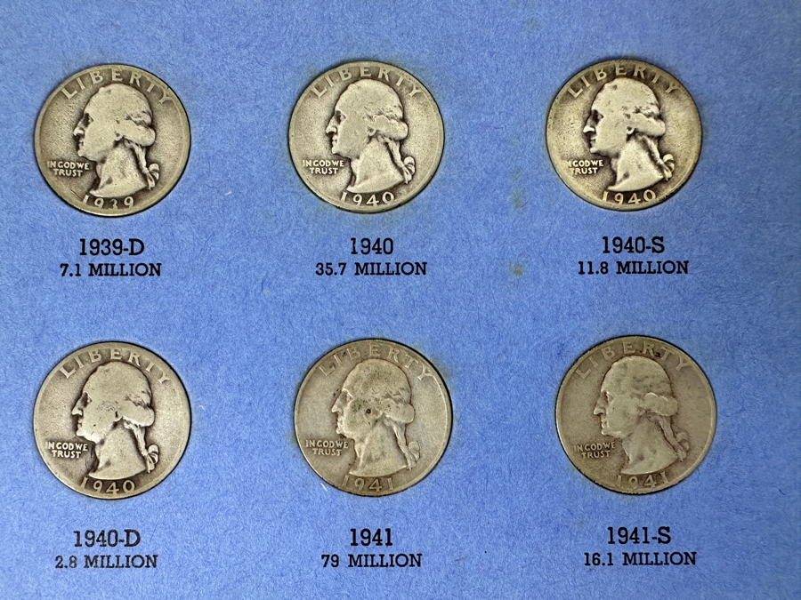 Collection Of (34) Silver Washington Head Quarters From 1932-1945 - See Photos [Photo 5]