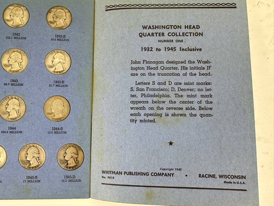 Collection Of (34) Silver Washington Head Quarters From 1932-1945 - See Photos [Photo 8]