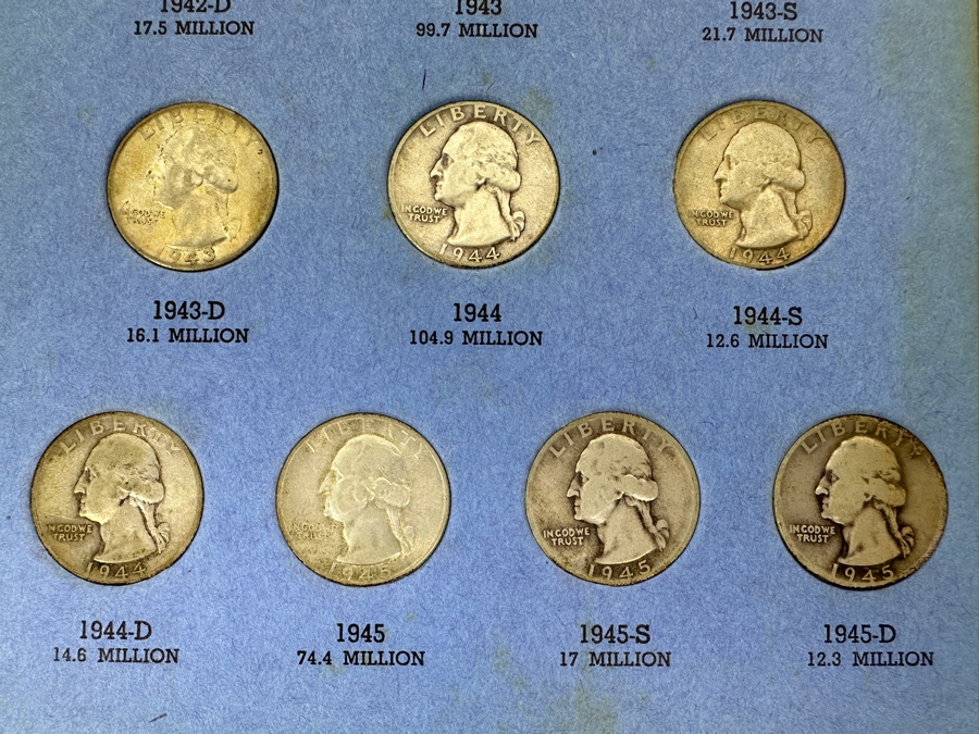 Collection Of (34) Silver Washington Head Quarters From 1932-1945 - See Photos [Photo 7]